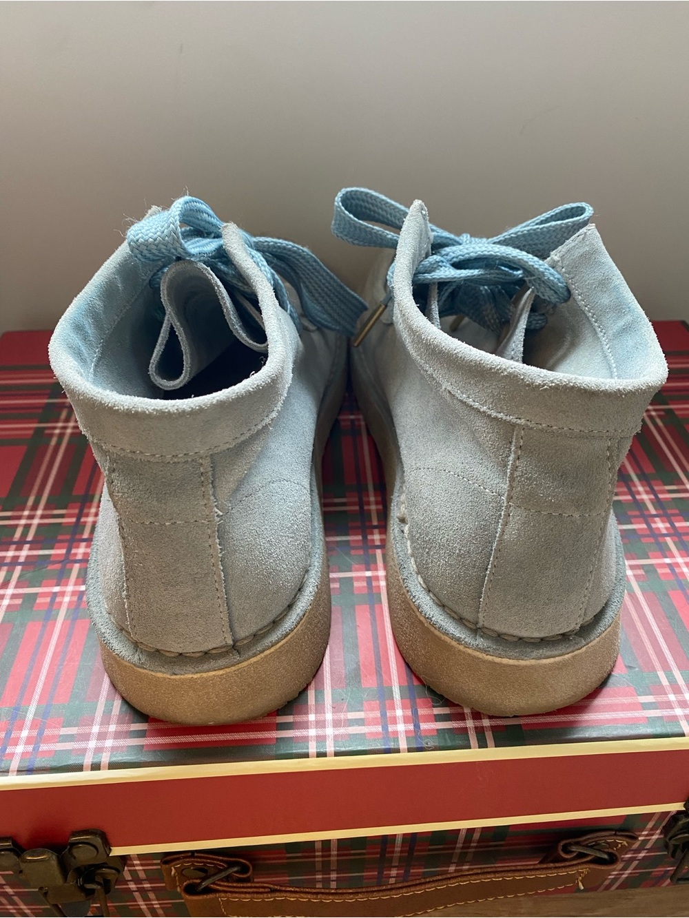 Free People Light Blue Suede Women's Lace-Up Ankle Boots - Picture 4 of 8